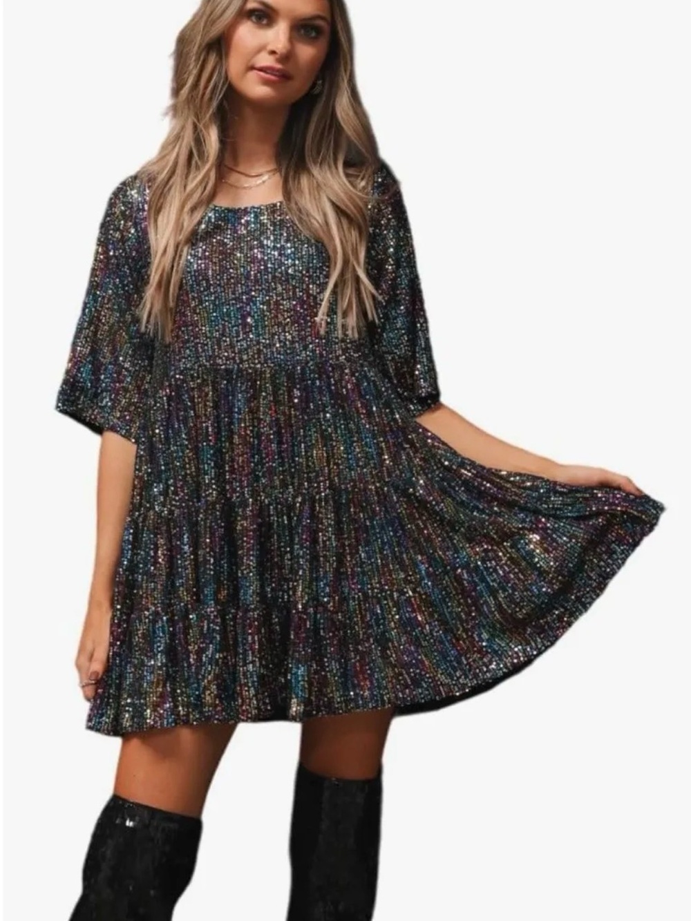 Amazing Lace Oil Slick Sequin Dress